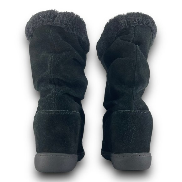 Skechers SKCH Plus 3 Pyramids Boots 48034 Suede Hidden Wedge Lined Black Women 9 - Picture 6 of 9